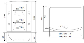 Timo Standart T-6650 Silver душевая кабина (150*88*220), шт 