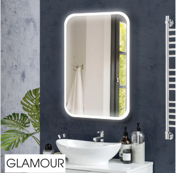 Зеркало Glamour LED 685х915 с сенсором и часами ЗЛП172 
